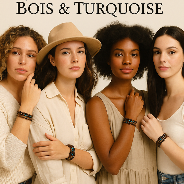 Bracelet Trio Éclats d’Aventure Bois & Turquoise – Image 5