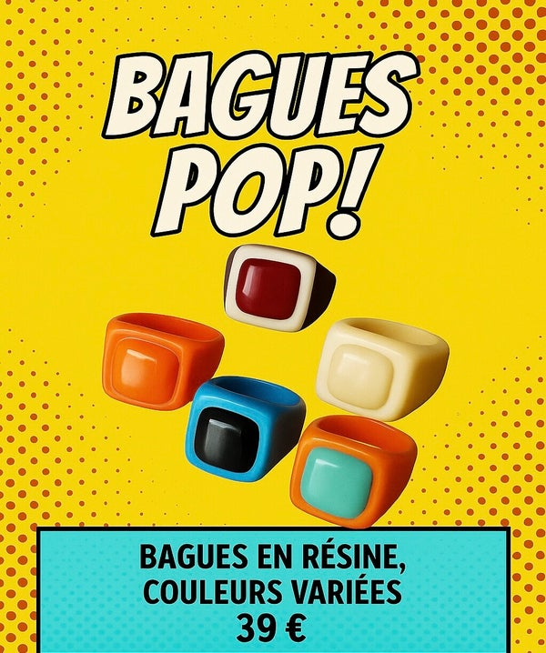 Bague Pop Art. Six modèles. Différents coloris – Image 15