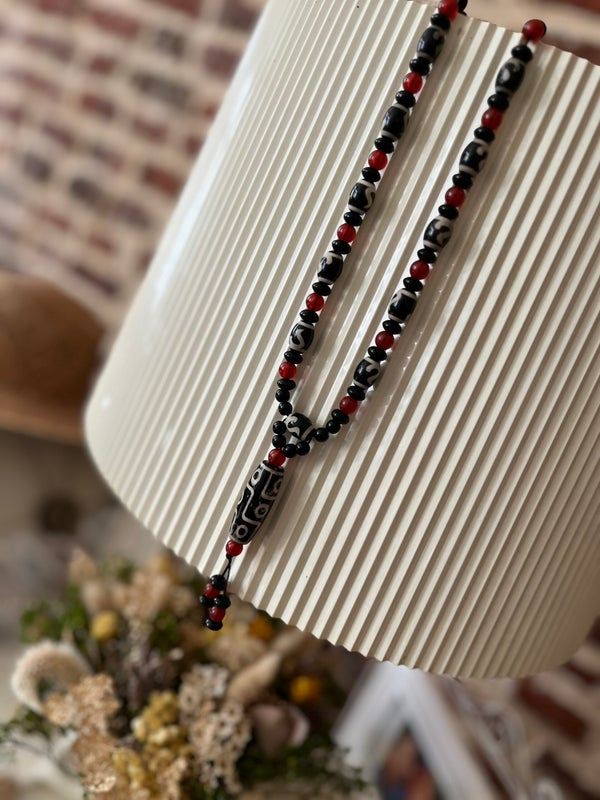 Collier Talisman Tribal – Perles Ethniques & Perle Dzi – Image 3