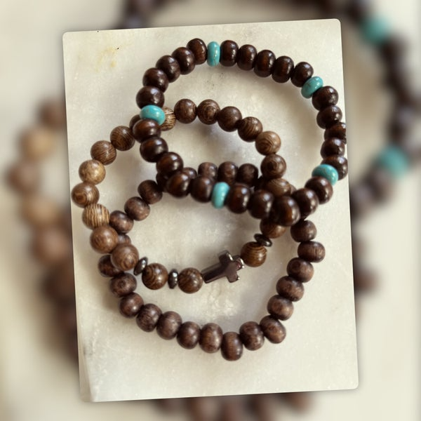 Bracelet Trio Éclats d’Aventure Bois & Turquoise – Image 4