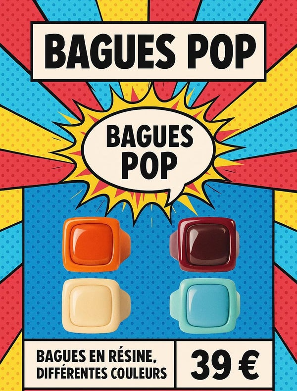 Bague Pop Art. Six modèles. Différents coloris – Image 16