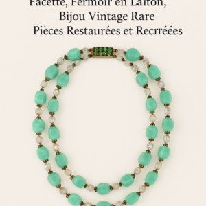 Collier Vintage Double Rang – Verre de Murano Vert – Années 60