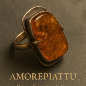 Bague Ambre Miel  Argent massif. Revisitée par AMOREPIATTU
