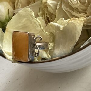 Bague en Argent 925 et Ambre Naturel Ancien. Pièce Unique restaurée et réinterprétée.