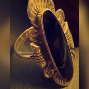 Bague Navette Onyx Noir Argent massif — pièce restaurée