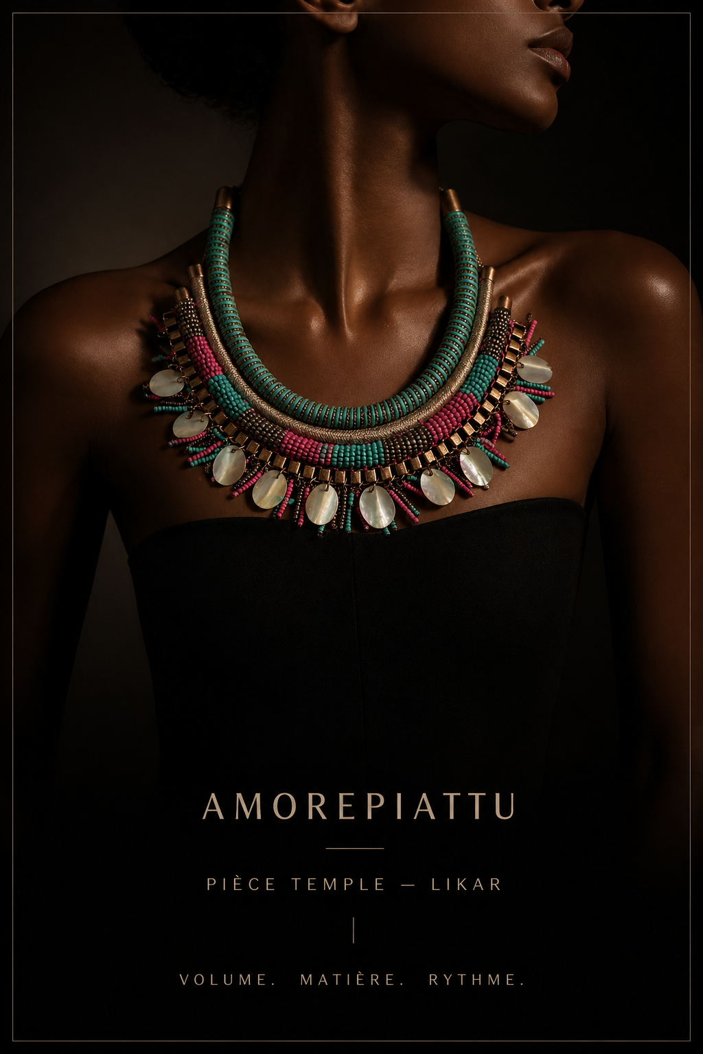 Collier Statement Temple Likar. Pièce Couture AMOREPIATTU.