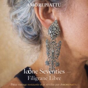 Boucles d’oreilles Icône Seventies (Estampés gaufrés vieil argent)