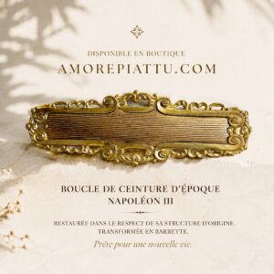 Barrette Héritage Impérial. Ancienne boucle de ceinture d’époque Napoléon III