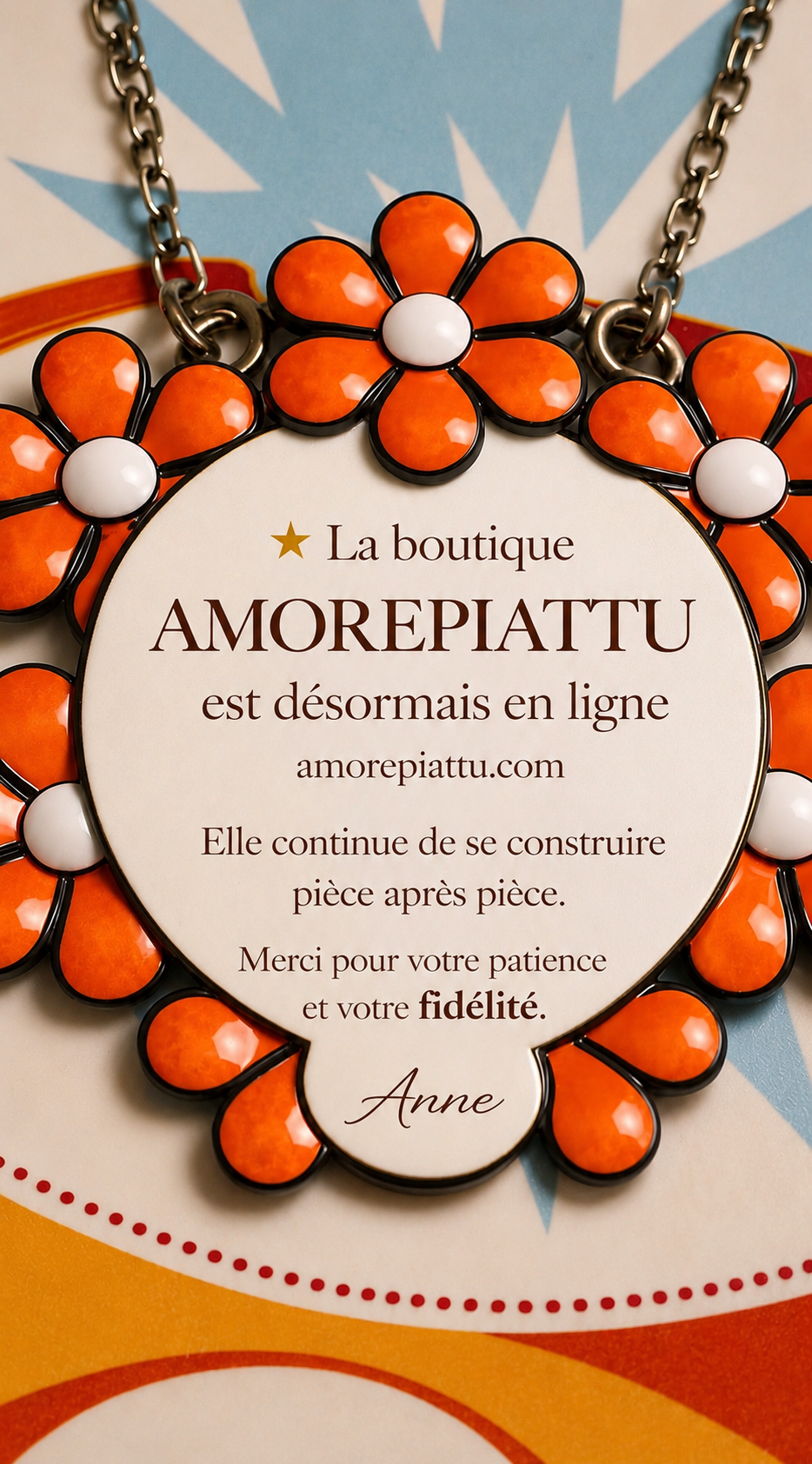 Amorepiattu, une Maison, une Créatrice, une Âme qui souhaiteraient vous faire voyager dans des parties du monde, des époques, des tendances, des influences, des matières, des lieux, des couleurs, DES... à travers les yeux de sa terre, la Corse. Une Corse qui voyage et qui a toujours voyagé. Anne Bonifaci, une créatrice, qui prône la vie, la beauté et l'artisanat. Une transmission, raconter la mémoire.