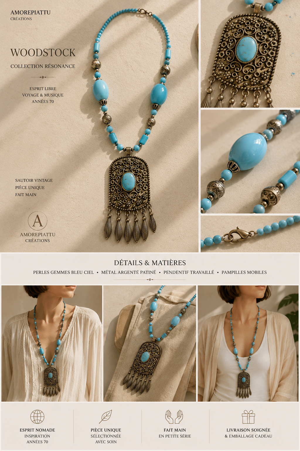 Collier WOODSTOCK- Collection RÉSONANCE – Image 3
