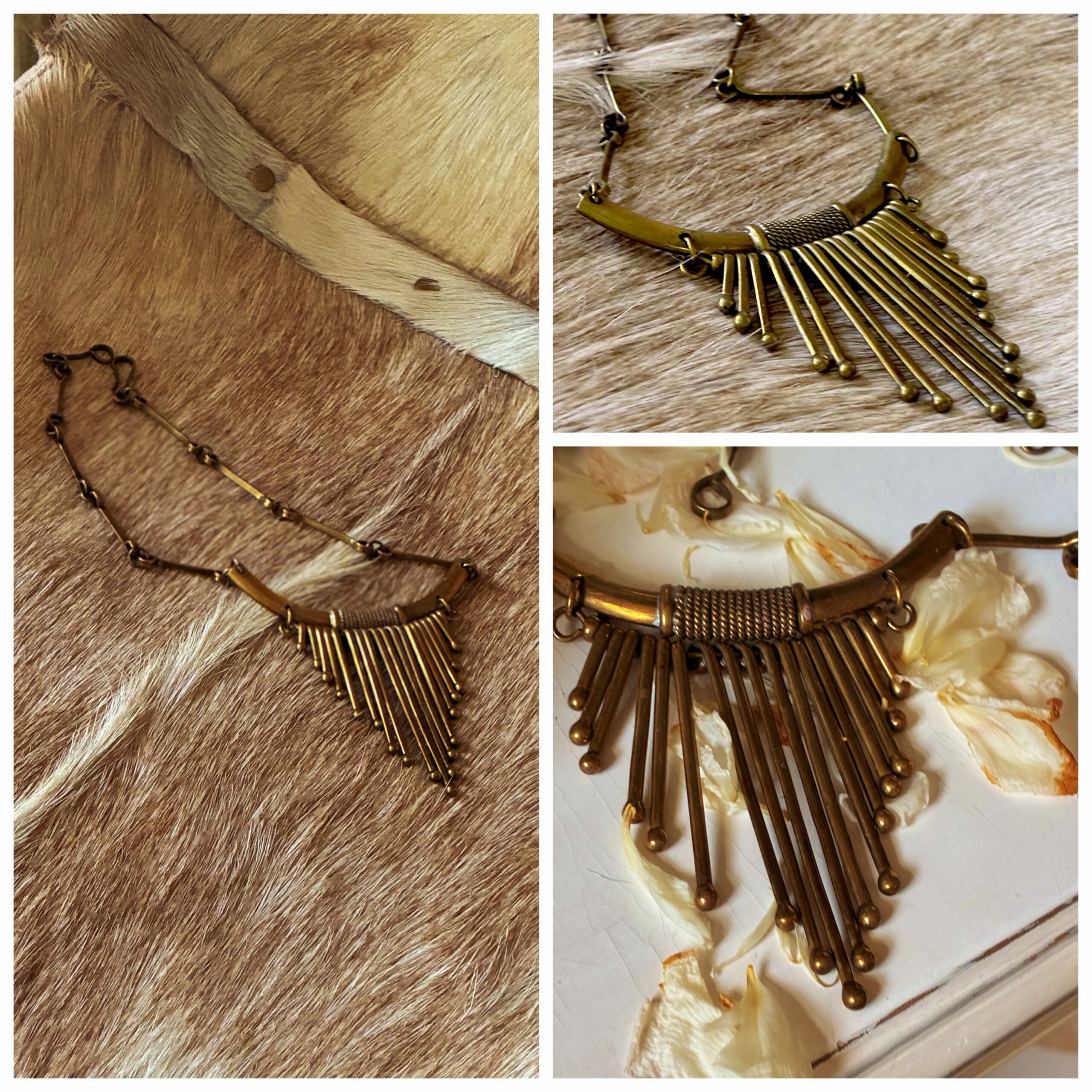 Collier Choker sculptural. Vintage années 70. Sculptural et Solaire.