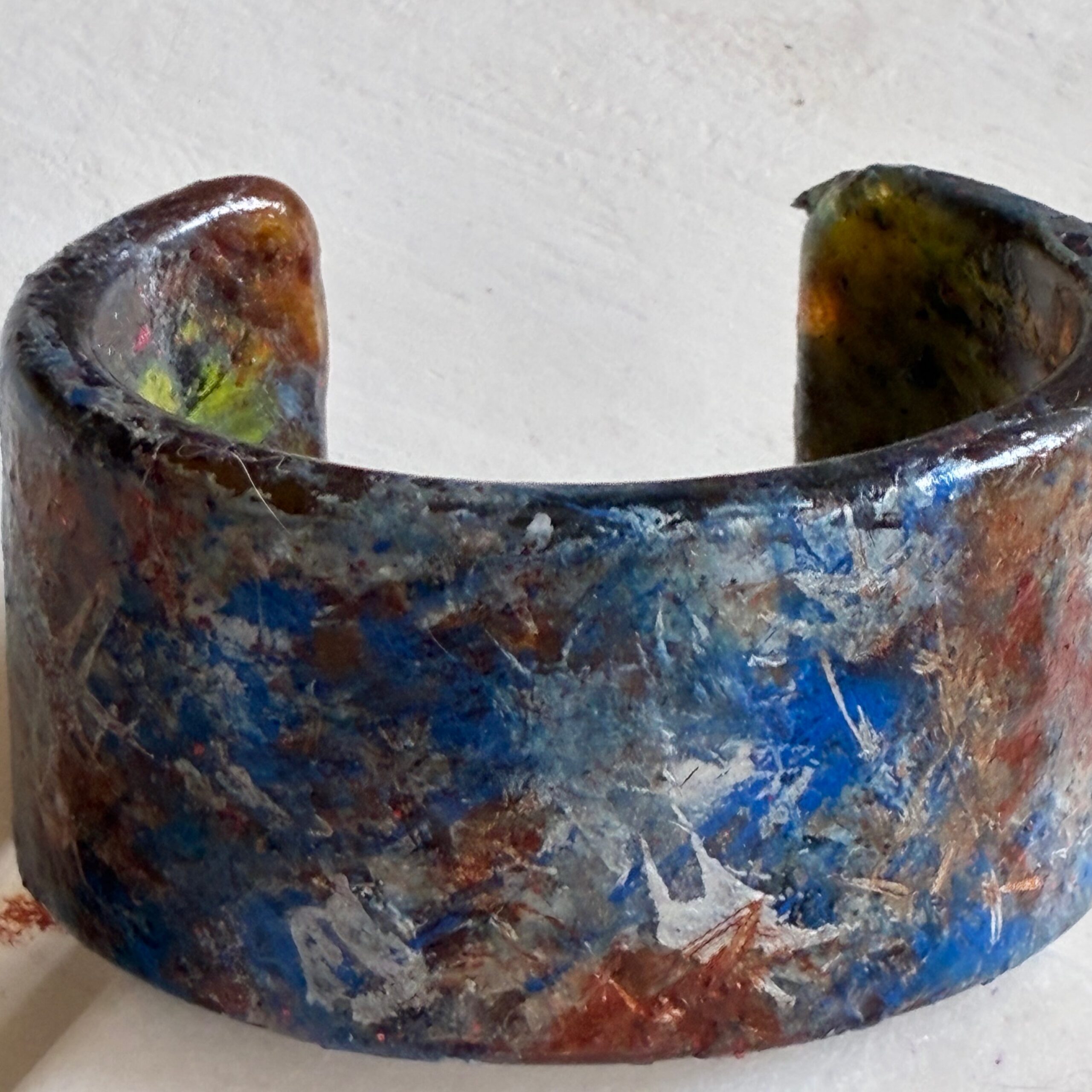 Bracelet manchette Strate Nocturne. Travail d'acrylique - Pièce unique