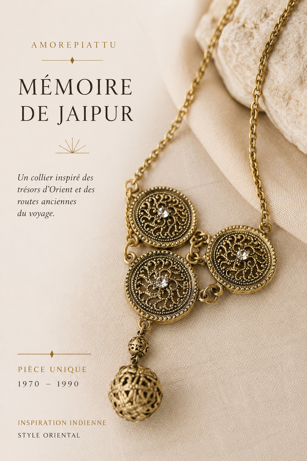 Collier Mémoire de Jaipur. Trois médaillons, un parfum de voyage – Image 7