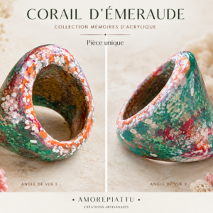 Bague Corail d'Émeraude. Pièce unique