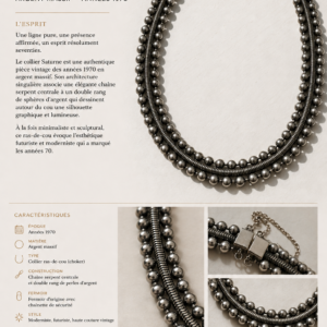 Collier Saturne – Choker - Argent massif, années 1970