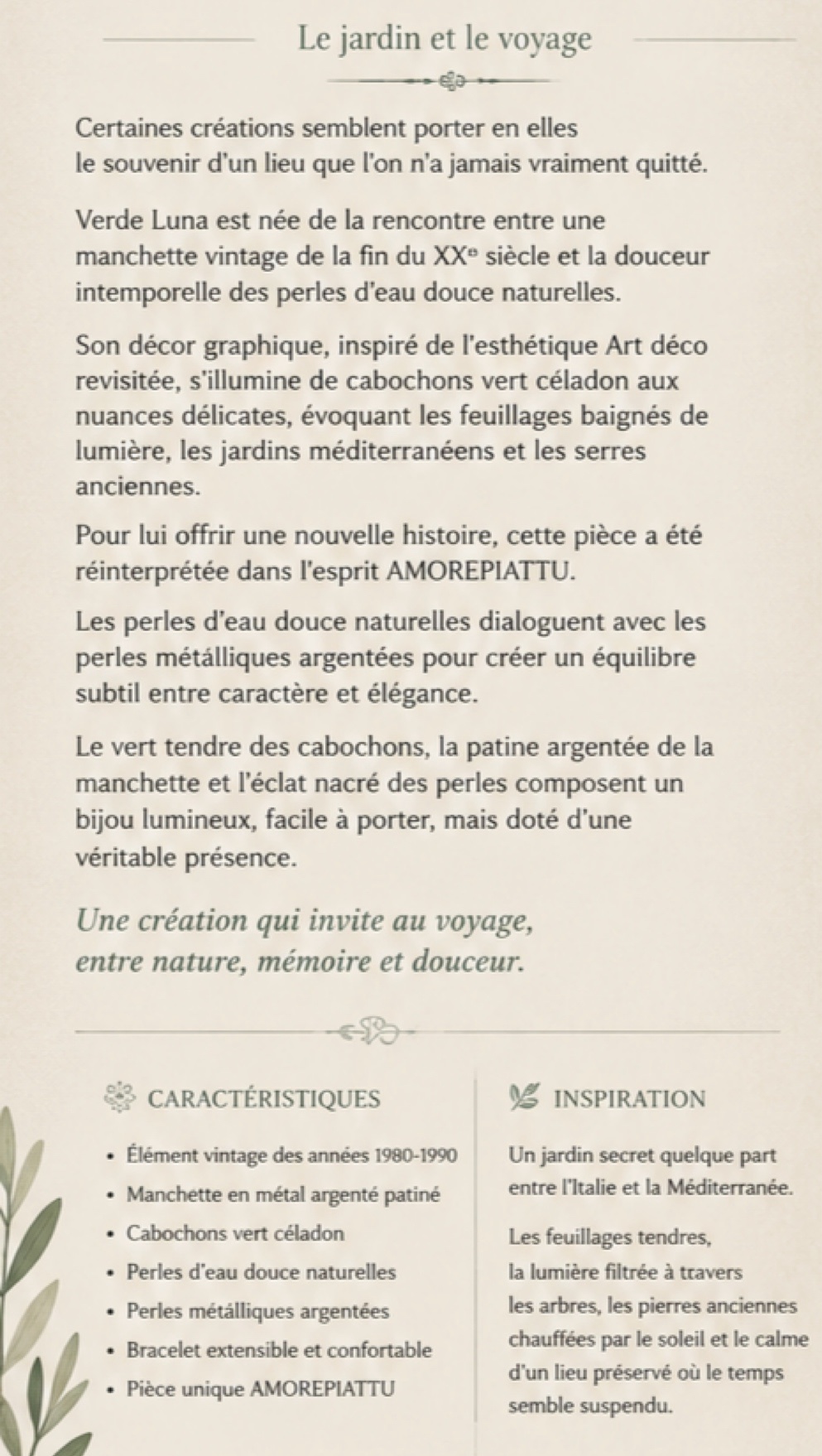 Bracelet Verde Luna. Le jardin et le voyage. – Image 7
